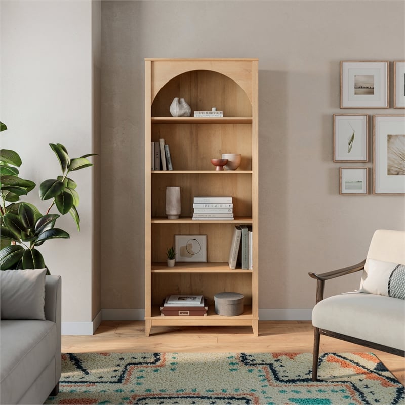 Prepac Ark 78" Tall 5-Tier Arched Bookcase