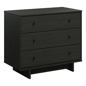 Prepac Finnley 31 in. 3-Drawer Engineered Wood Nightstand in Black Oak