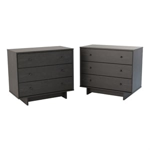 Prepac Finnley 31 in. 3-Drawer Engineered Wood Nightstand in Black Oak