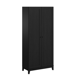 Prepac Yaletown 72 in. Tall 3-Shelf Engineered Wood Storage Cabinet in Black Oak