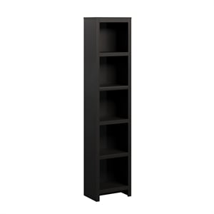 Prepac Moda 80&quot Tall 5-Tier Narrow Engineered Wood Bookcase in Black