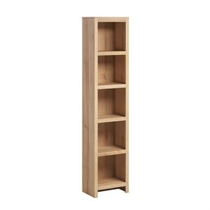 Moda 80&quot Tall 5-Tier Narrow Engineered Wood Bookcase in Natural Oak
