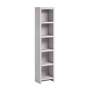 Moda 80&quot Tall 5-Tier Narrow Engineered Wood Bookcase in White