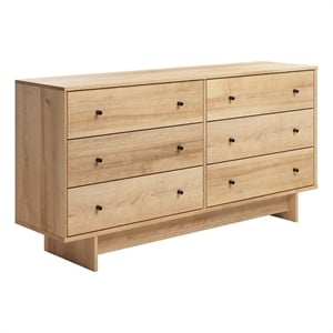finnley 6-drawer dresser in natural oak wide chest of 6 drawers with 6 dresser