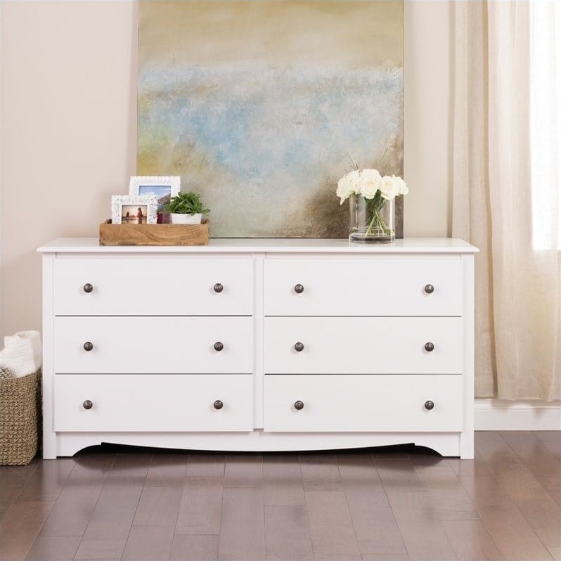 White 6 Drawer Double Dresser WDC6330K