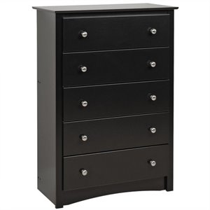 prepac sonoma black 5 drawer chest