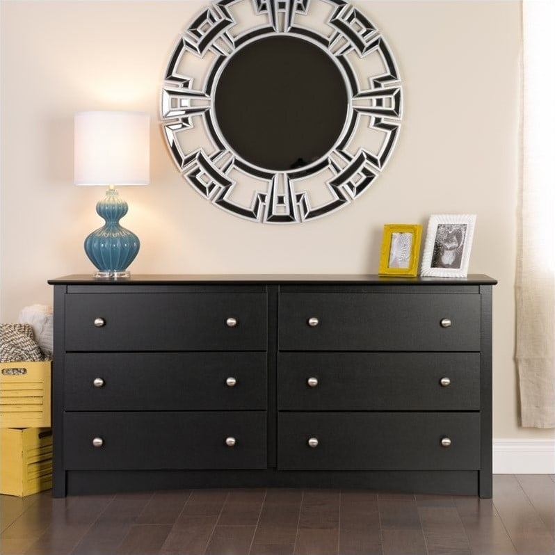 Prepac Sonoma Black 6 Drawer Double Dresser