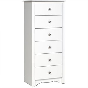 prepac monterey 6 drawer chest in white