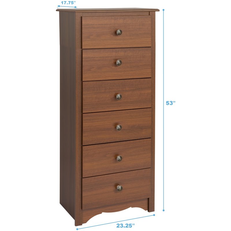 Prepac Monterey 6 Drawer Chest in Cherry Finish