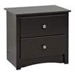 Prepac Sonoma 23.25 in. 2-Drawer Engineered Wood Nightstand in Black