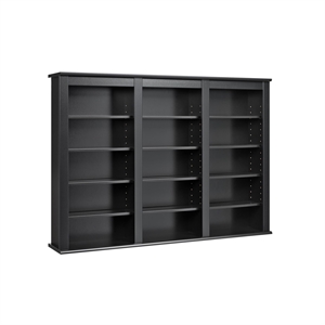 Prepac Triple Floating Media Wall Storage in Black