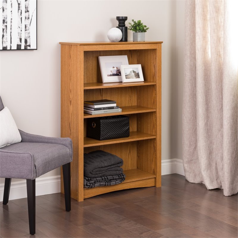 4 Shelf Wood Bookshelf in Oak ODL3248