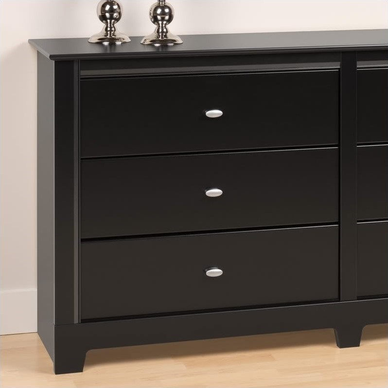 6 Drawer Double Dresser in Black Finish BDBR03602K