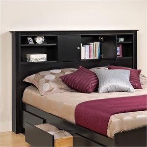 Prepac Kallisto Full / Queen Bookcase Headboard in Black Finish