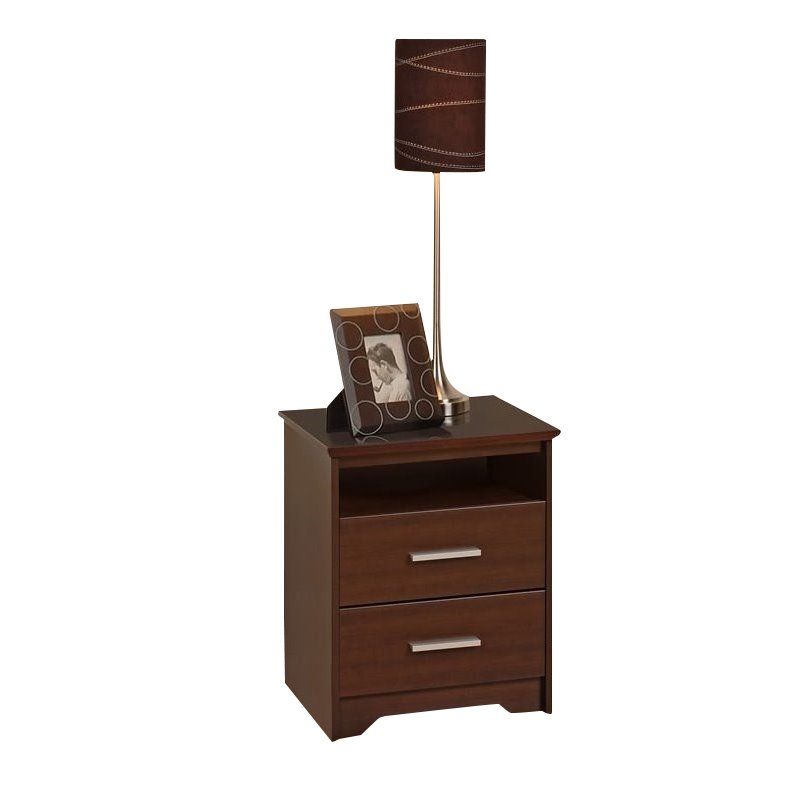 Tall 2 Drawer Nightstand In Espresso Finish Ech 2250