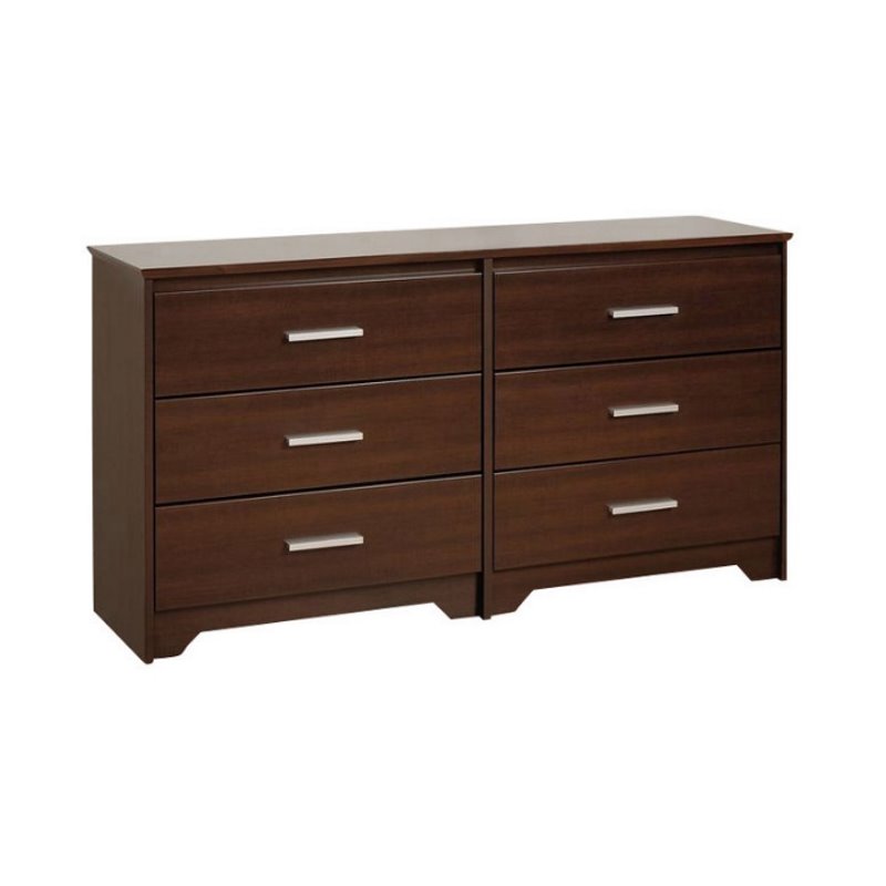 6 Drawer Double Dresser in Espresso Finish - ECH-6600-K