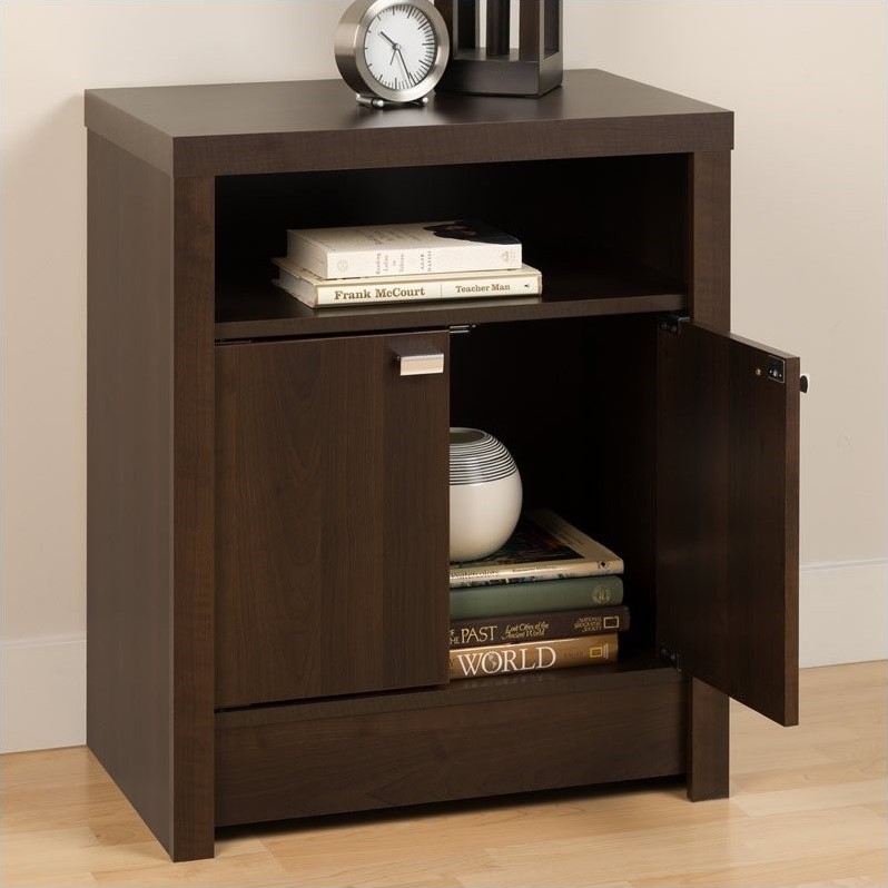 2 Door Tall Nightstand in Espresso EDNH05021