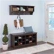 Prepac 18 Cubby Shoe Storage Bench in Espresso