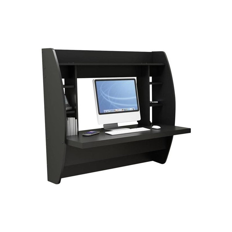 Prepac Floating Computer Desk with Storage in Black