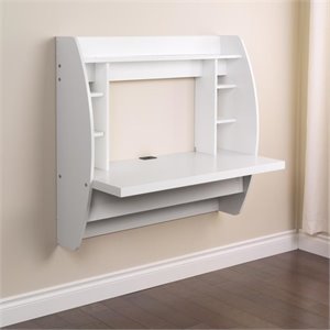 prepac white floating computer desk with storage