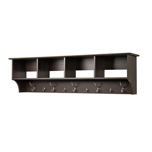 Prepac 60&quot Wide Engineered Wood Hanging Entryway Shelf in Espresso