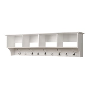 Prepac 60 in. Wide Engineered Wood Hanging Entryway Shelf in White