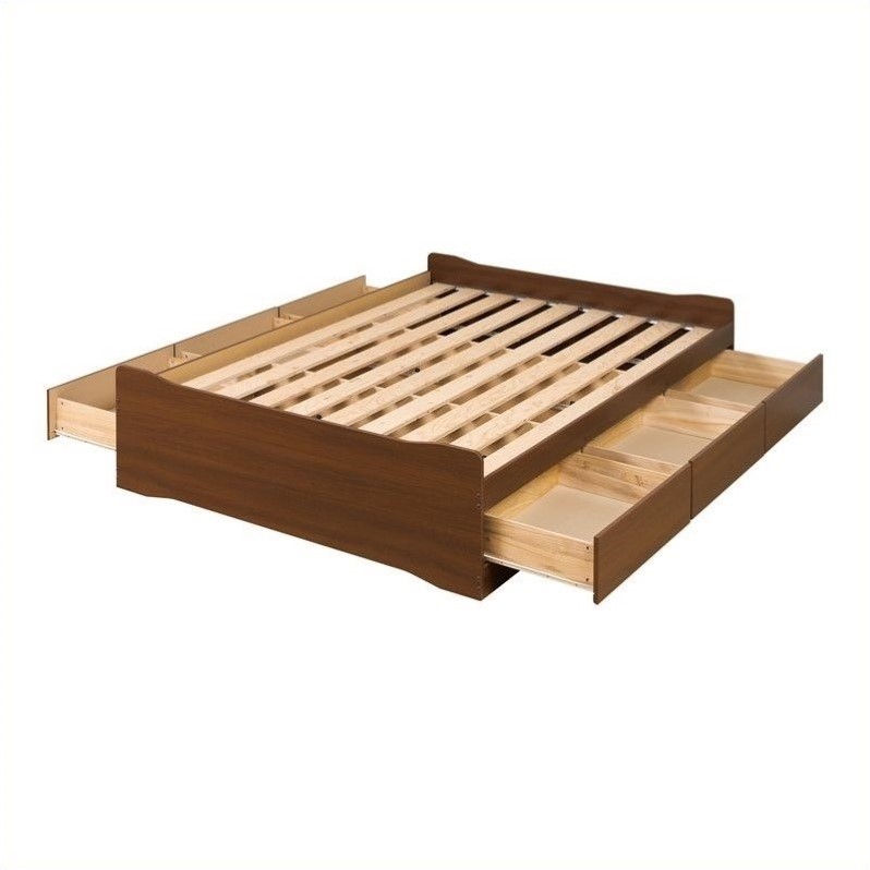 Platform Storage Bed with 6 Drawers in Walnut LBXXX003KV