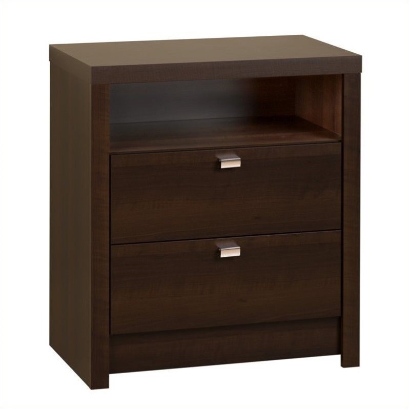 Tall 2 Drawer Nightstand In Espresso Ednh 0529 1