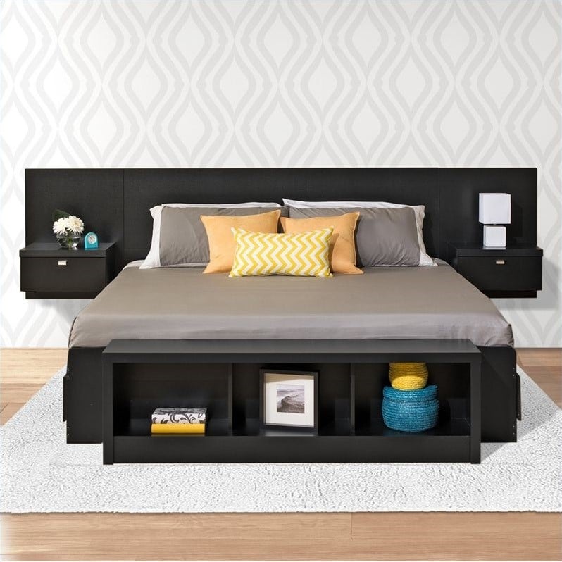 Prepac Series 9 Designer Platform Storage Bed with Floating Headboard ...