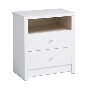 Prepac Calla Tall 2-Drawer Nightstand in White Laminate