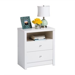 prepac calla tall 2-drawer nightstand in white laminate