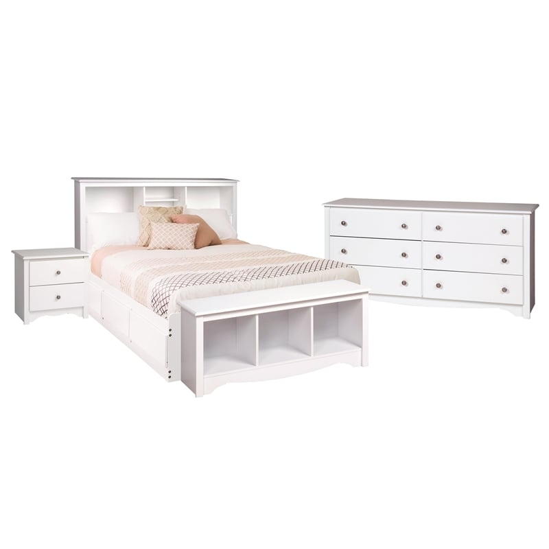 Prepac Monterey Queen 5 Piece Bedroom Set in White Homesquare
