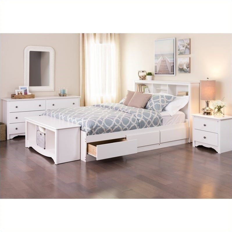 Prepac Monterey Queen 5 Piece Bedroom Set in White