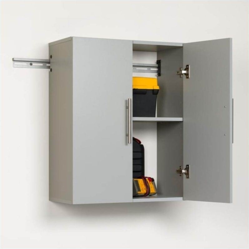 Prepac HangUps 3-Drawer Base Storage Cabinet in Light Grey Laminate 