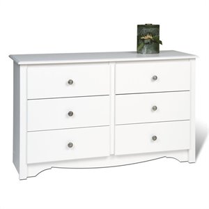 prepac monterey white condo sized 6 drawer double dresser