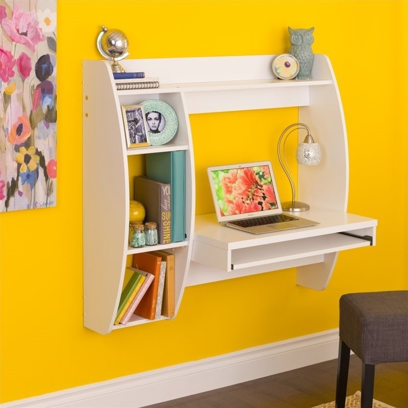 Floating Computer Desk in White WEHW02011