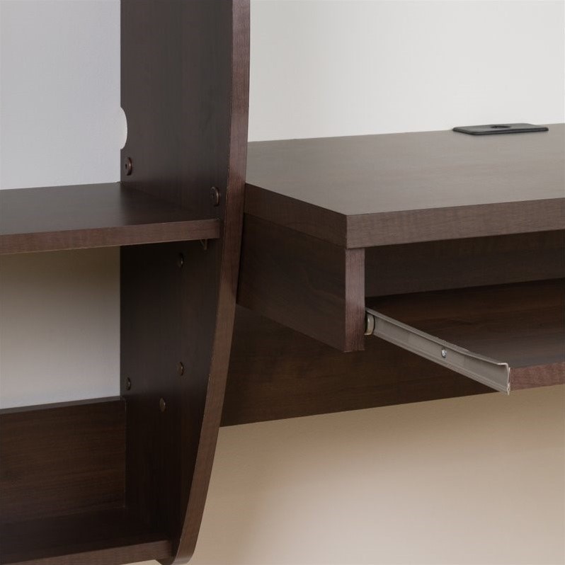 Prepac Floating Computer Desk In Espresso Eehw 0201 1