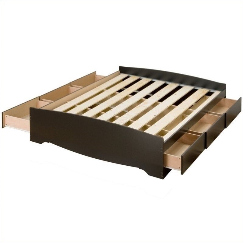 Prepac Sonoma Black King Platform Storage Bed with 6 Drawers