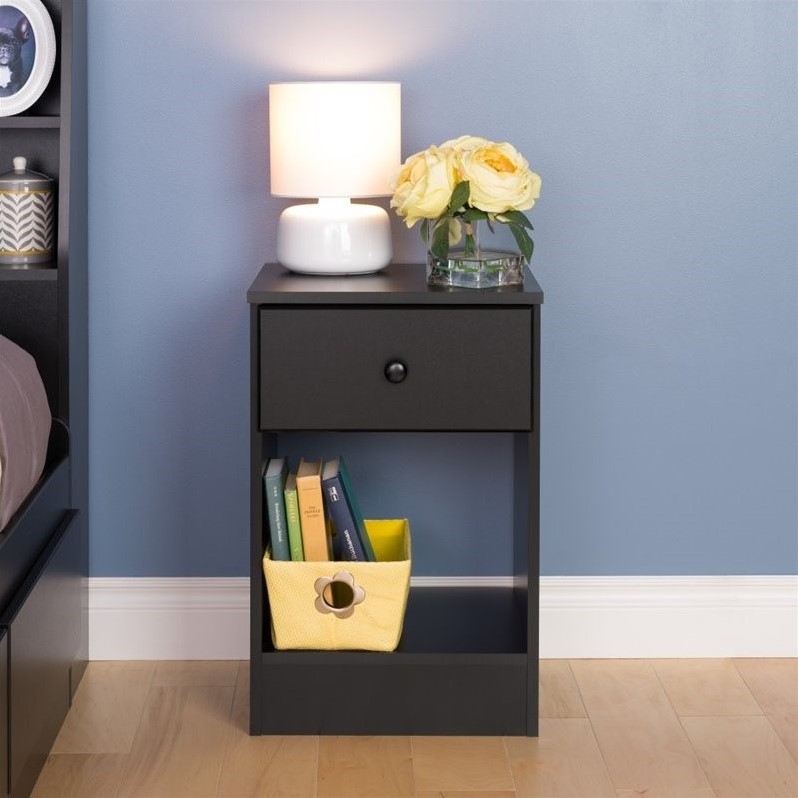 Prepac Astrid 1 Drawer Nightstand In Black Bdnh 0401 1