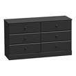 Prepac Astrid 47.5 in. 6-Drawer Engineered Wood Double Dresser in Black