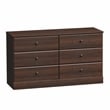 Prepac Astrid 6 Drawer Double Dresser in Espresso