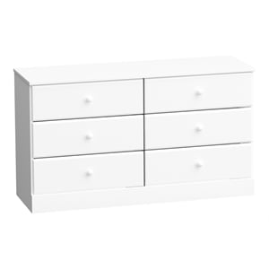 Prepac Astrid 47.5 in. 6-Drawer Engineered Wood Double Dresser in White