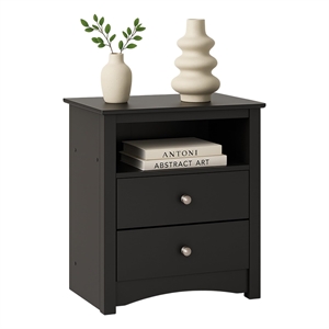 Prepac Sonoma 23.25 in. 2-Drawer Engineered Wood Nightstand in Black
