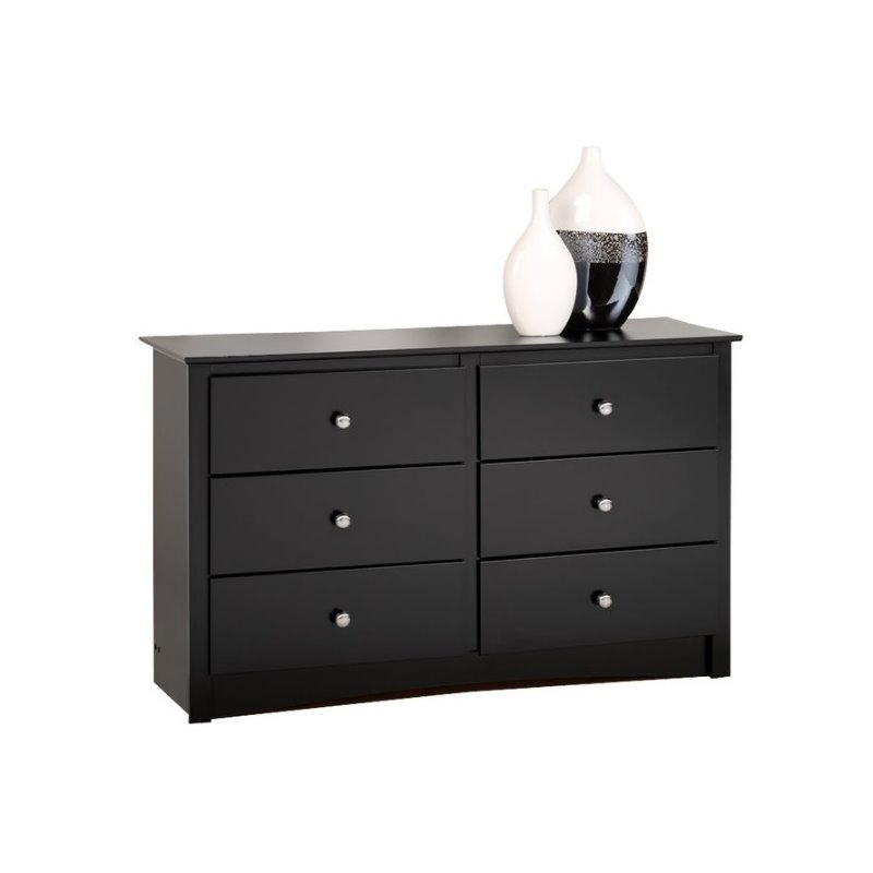 Prepac Sonoma Black Condo Sized 6 Drawer Double Dresser