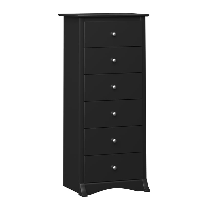 Prepac Sonoma 52.75 in. 6-Drawer Engineered Wood Chest in Black