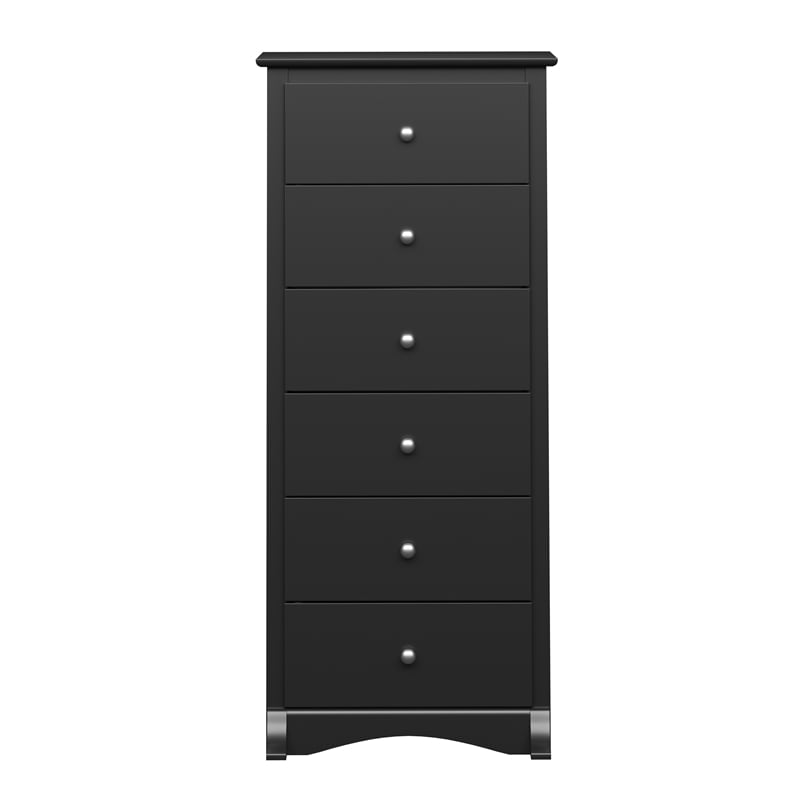Prepac Sonoma 52.75 in. 6-Drawer Engineered Wood Chest in Black