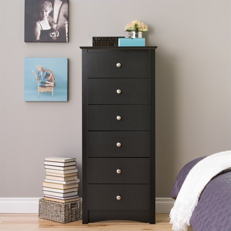 Prepac Sonoma 6 Drawer Chest in Black Finish