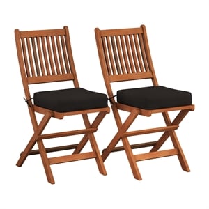corliving miramar natural wood outdoor folding chairs - set of 2