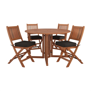 corliving miramar natural wood outdoor folding dining 5pc set