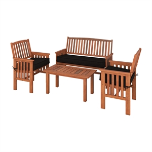 corliving miramar natural wood outdoor chair and coffee table 4pc set